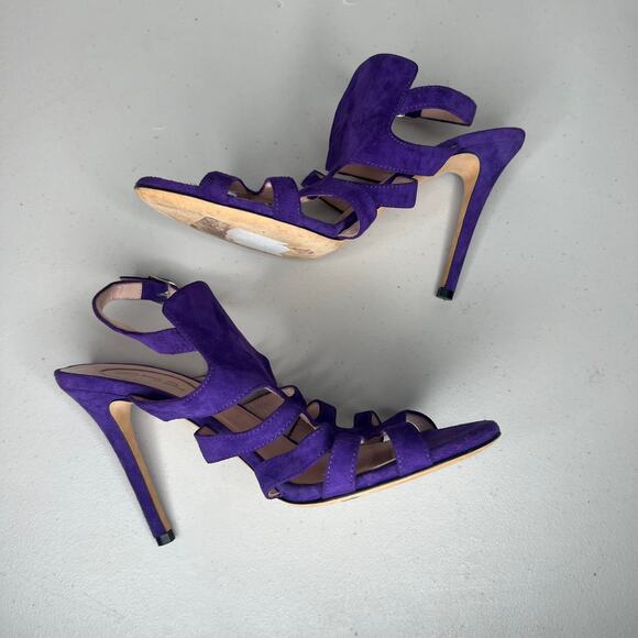 SJP Sarah Jessica Parker Purple Suede Gladiator Heels Size 36.5 - Picture 4 of 10